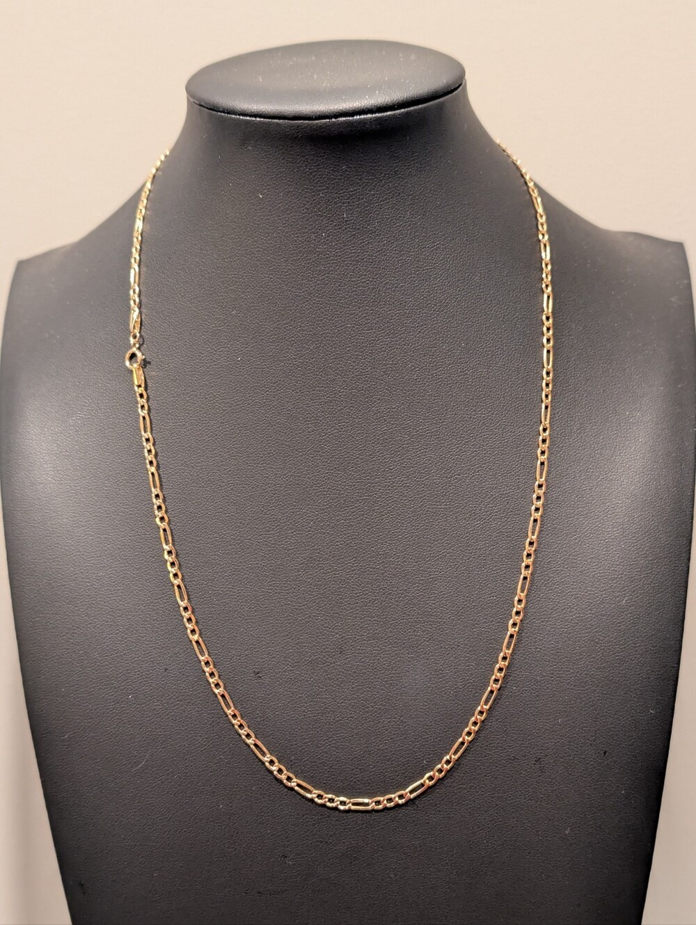 Real 18K Gold Figaro Chain Necklace 20"